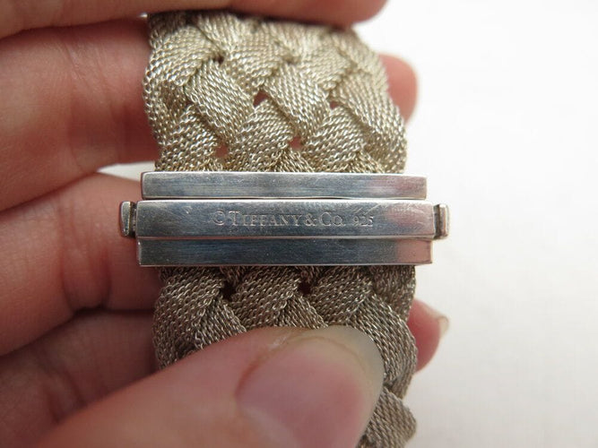 Bracelet bracelet TIFFANY & CO somerset tresse maille en argent 925 t 18 46.5 gr 58 Facettes 267971