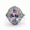 Bague 55 Bague en platine avec diamants et kunzite 58 Facettes 50336