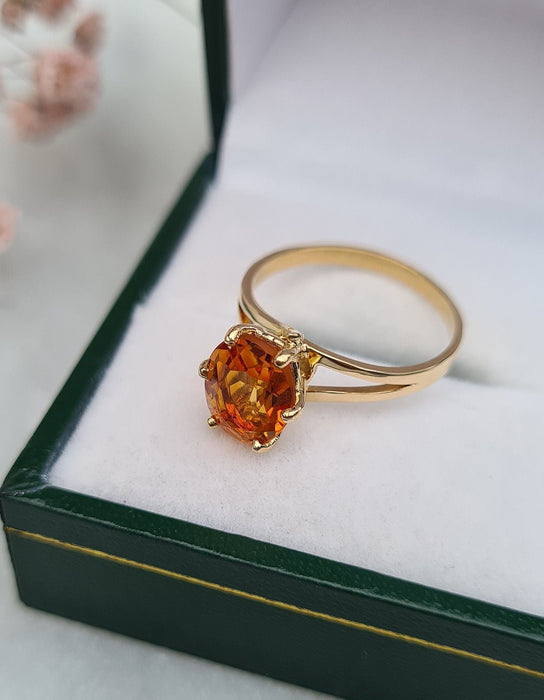 Bague 51 Bague or jaune citrine 58 Facettes 454