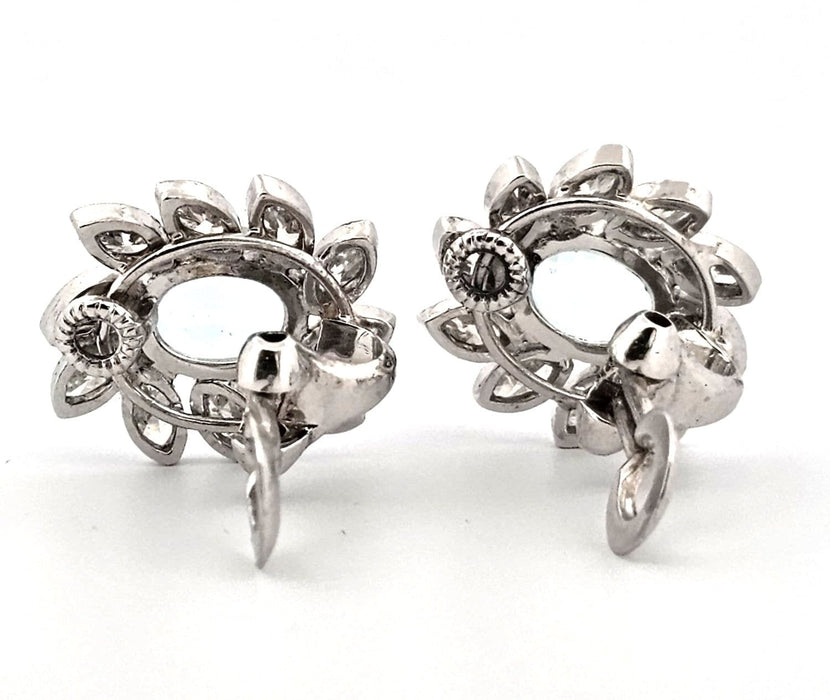 Boucles d'oreilles Boucles d'oreilles en platine avec aigue-marine et diamants 58 Facettes