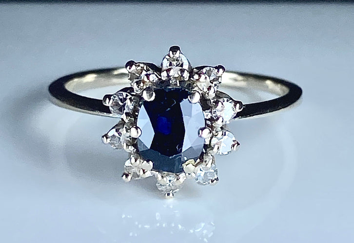 Bague 55 Bague or blanc saphir et diamants 58 Facettes AB336