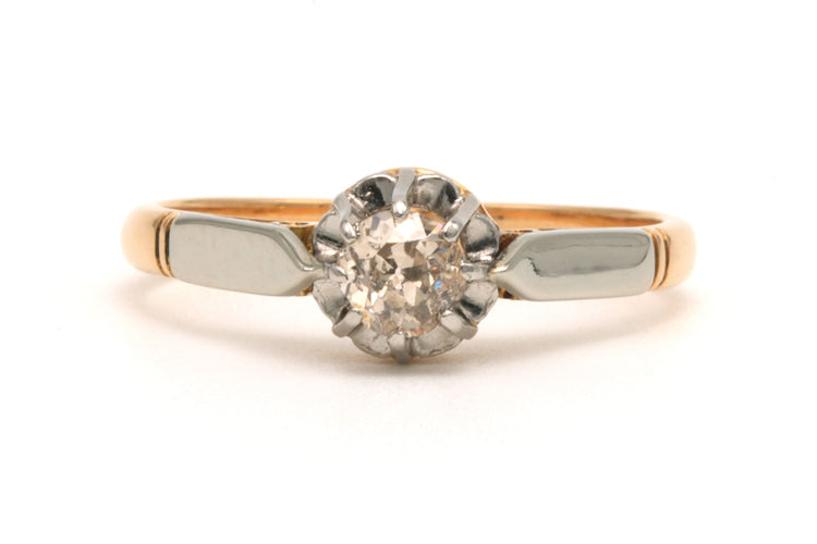 Bague 53 Bague Art Déco en or jaune 18 carats sertie d'un diamant (+/- 0.28 ct) 58 Facettes B225