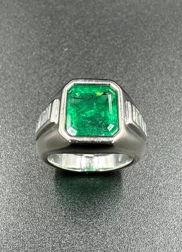 Bague 49 Bague Vintage Emeraude, Diamants, Or Blanc 58 Facettes