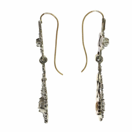 Boucles d'oreilles Boucles d'oreilles victoriennes élégantes et longues avec diamants taille rose 58 Facettes 24240-0376