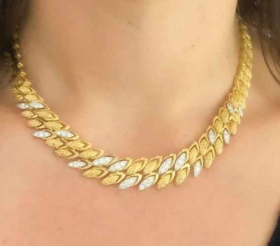 Collier André VASSORT , Important Collier Diamants, Or Jaune Et Platine, Vers 1970. 58 Facettes B92-05