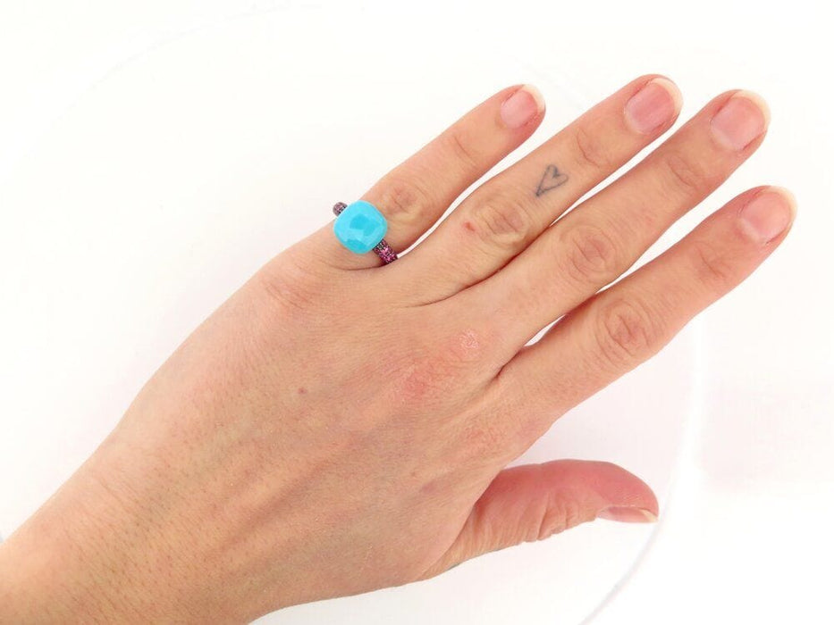 Bague 47 bague POMELLATO capri turquoise & rubis t47 en or rose 18k boite 58 Facettes 265806