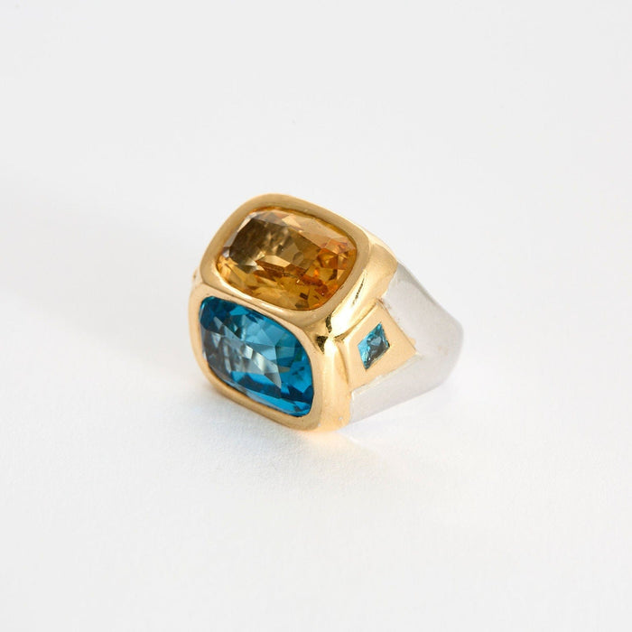 Bague 55 MARINA B - Bague or bicolore, topaze et citrine 58 Facettes