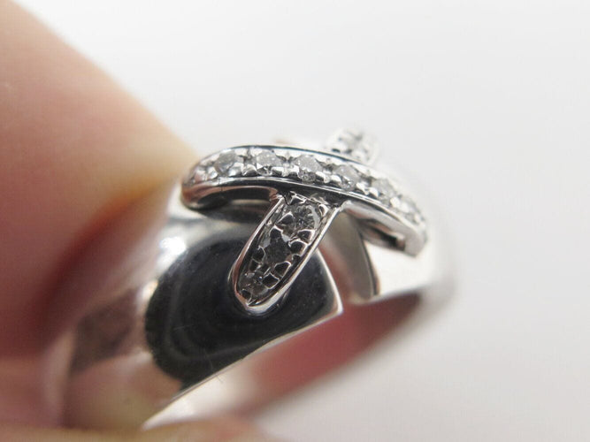 Bague 53 bague CHAUMET liens croises 080044 t53 en or blanc 18k 11gr diamants 58 Facettes 267028