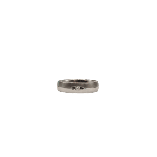 Bague 54.5 Alliance or blanc 18 carats sertie d’un diamant naturel 58 Facettes