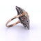 Bague 57 Bague en platine et or jaune avec corail et diamants 58 Facettes