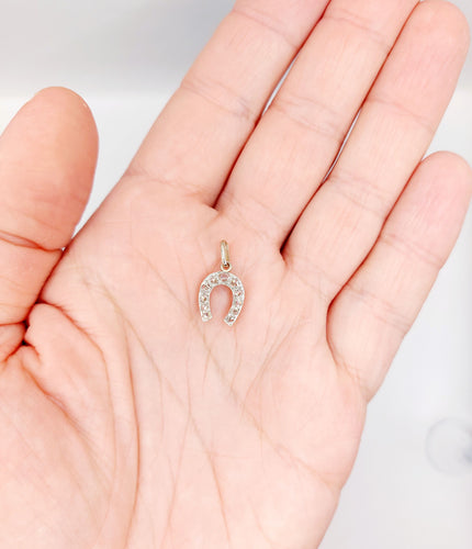 Pendentif antique fer à cheval or 18k diamants taille roses (circa 1900)