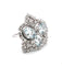 Bague 57 Bague vintage en or blanc avec aigue-marine et diamants 58 Facettes