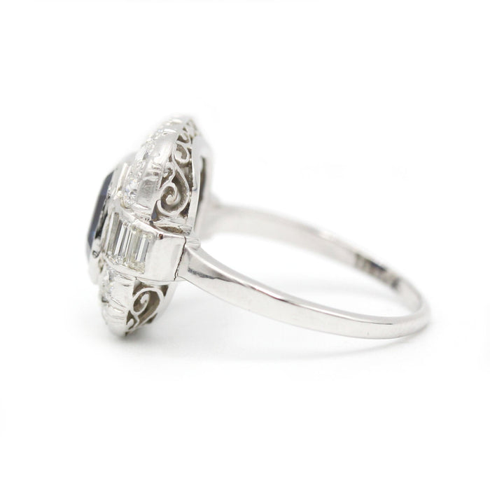 Bague - Platine, Diamants & Saphir