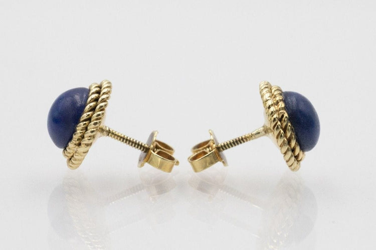 Boucles d'oreilles Boucles d'oreilles vintage en or avec lapis-lazuli 58 Facettes 11399