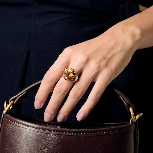 Bague Cocktail en or jaune et citrine