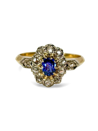 Bague or jaune saphir 0,5 ct et diamants 0,5 ct