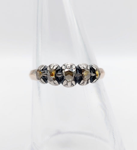 Bague 56 Bague victorienne or rose et argent 58 Facettes A04231