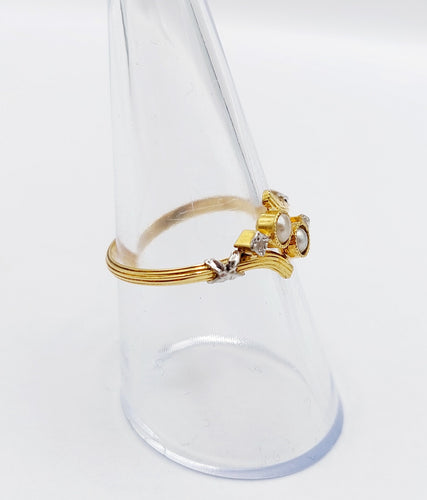 Bague 57.5 Bague toi et moi Art nouveau perles et diamants taille rose en or 18k 58 Facettes A06498