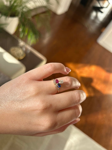 Bague 50 Bague duchesse XIXème - Or jaune, diamants, rubis et saphir. 58 Facettes 1193