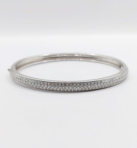 Bracelet Bracelet jonc or blanc 18k et 2,80 carats de diamants, vintage, art deco 58 Facettes A06114