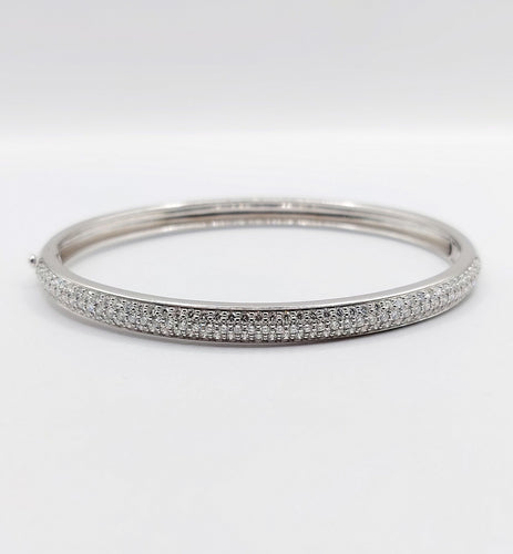 Bracelet Bracelet jonc or blanc 18k et 2,80 carats de diamants, vintage, art deco 58 Facettes A06114