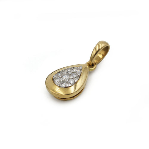 Pendentif Poire - Or Bi-Colore & Diamants