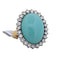 Bague 54 Bague vintage en or blanc 18 carats ornée d'une turquoise cabochon et de diamants 58 Facettes