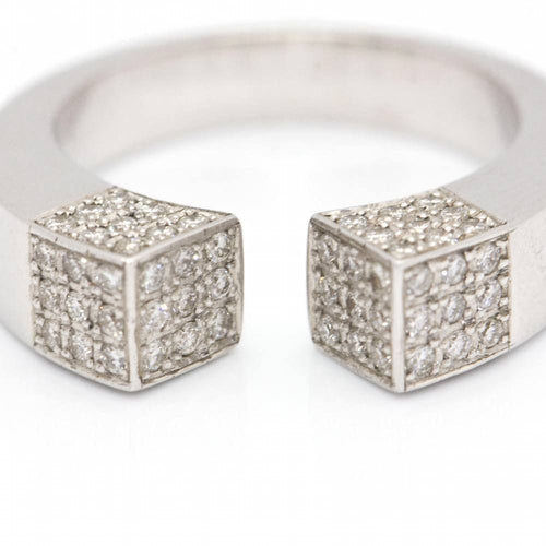 Bague 55 Bague Pavée CARRE en Or et Diamants 58 Facettes D360525FJ