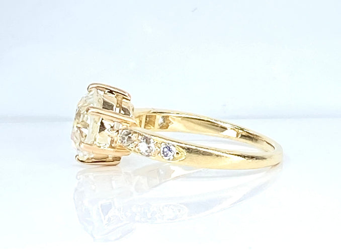 Bague 53 Bague solitaire en or jaune orné d’un diamant 2,67 carats 58 Facettes AB547