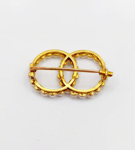 Broche Broche antique or jaune cercles infini et perles 58 Facettes A05616