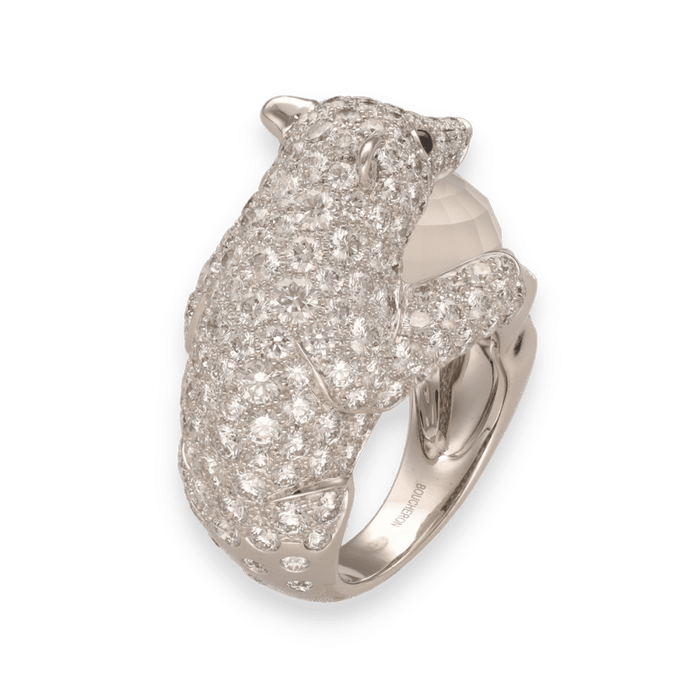 Bague 52 Boucheron - Bague "Collection animaux Ours Nanook" Or Gris Diamants 58 Facettes