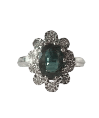 Bague Bague Pompadour saphir vert diamants 58 Facettes