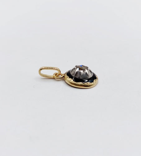 Pendentif Pendentif victorien en or 18k et argent, diamant taille rose sur paillon 58 Facettes A06473