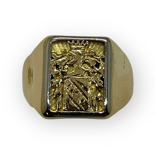Bague 68 Chevalière or jaune blason 58 Facettes 149055601