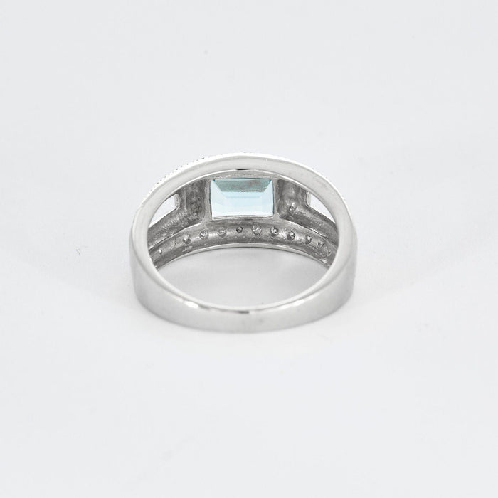 Bague topaze diamants or blanc