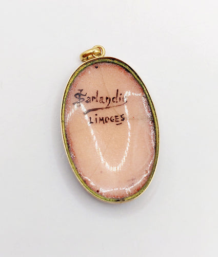 Pendentif Pendentif Art Nouveau or jaune, plaque émaillée fleurs (circa 1910) 58 Facettes A06385