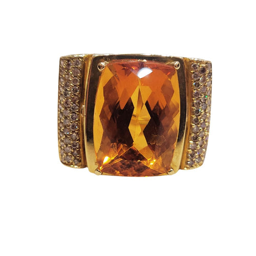Bague 55 Bague or jaune, citrine et diamants 58 Facettes T526