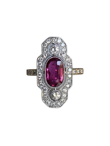 Bague 52.5 Bague style Art Déco en or jaune et platine 58 Facettes