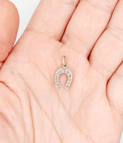 Pendentif antique fer à cheval or 18k diamants taille roses (circa 1900)