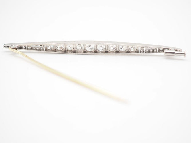 Broche Broche barrette or jaune, platine et diamants 58 Facettes