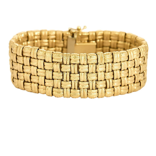 Bracelet Large bracelet tressé en or jaune 58 Facettes LOR3435