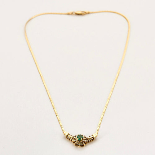 Collier Collier or jaune, émeraude et diamants 58 Facettes 250243