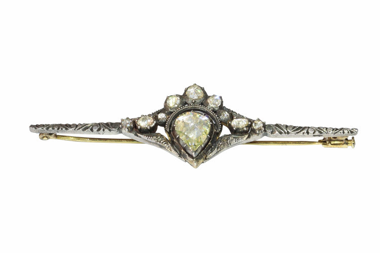 Broche Heritage Refined : Broche cœur couronné avec grand diamant taille rose antique 58 Facettes 24309-0272