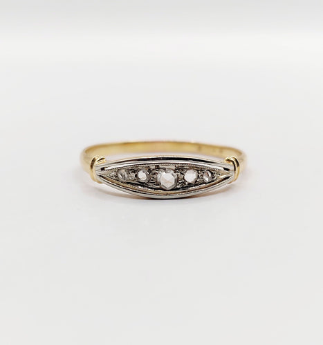 Bague 58 Bague jarretière Art Déco or jaune, diamants taille rose (circa 1920) 58 Facettes A06032