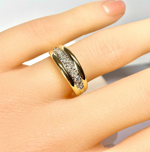 Bague 51 Bague jonc en or jaune 18 carats sertie de 9 diamants 58 Facettes AB565