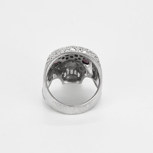 Bague DE GRALIE- INSOUMISE or blanc, diamants, rubis