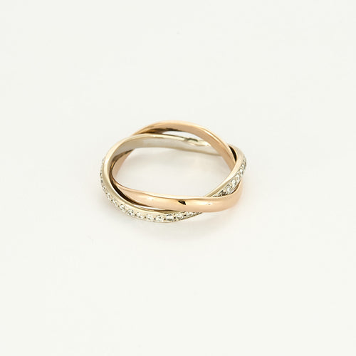 Bague Poiray "Tresse" en or rose & or blanc diamants