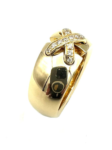 Bague 56 CHAUMET. Collection "Liens", bague or jaune 18K et diamants 58 Facettes