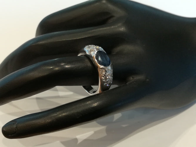 Bague 52 Bague Jonc Or Blanc Saphir Diamants 58 Facettes