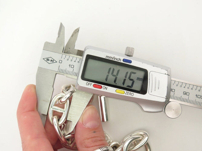 bracelet HERMES chaine d'ancre tgm 12 maillons 16.5 cm argent massif 925